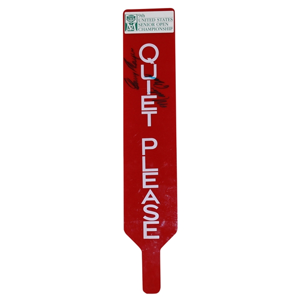 Champ Gary Player & Miller Barber Signed Large Red 1988 Senior Open 'Quiet Please' Sign JSA #Q64233