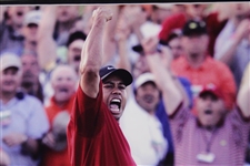 Tiger Woods Signed Ron Watts 16x20 Winning Putt 2005 Masters Color Photo - Deluxe Framed JSA ALOA