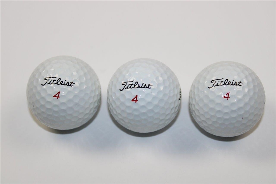Tiger Woods Sleeve of Three Titleist 4 TIGER Professional 90 Golf Balls