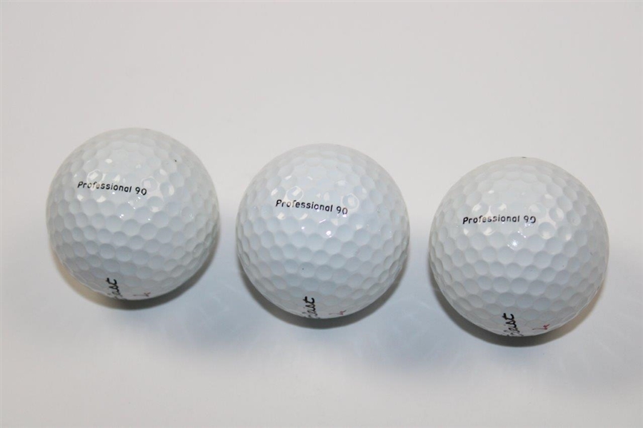 Tiger Woods Sleeve of Three Titleist 4 TIGER Professional 90 Golf Balls