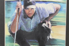 Tiger Woods Eyeing Putt May 2004 Print by Artist Heriyah - Framed