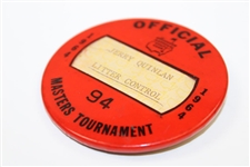1964 Masters Tournament Official Badge #94 - Jerry Quinlan - Litter Control