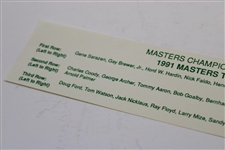 Gay Brewer's 1991 Masters Champions Dinner Photo with Key