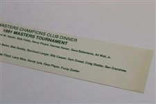 Gay Brewer's 1991 Masters Champions Dinner Photo with Key