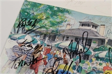 Seve, Palmer, Nicklaus & 19 Masters Champs Signed Augusta National Patio Menu JSA ALOA