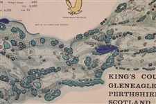 1967 King's Course Gleneagles Hotel J.P. Izatt Layout Map -James Braid Framed