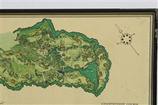1968 Cypress Point Pebble Beach J.P. Izatt Layout Map - Framed