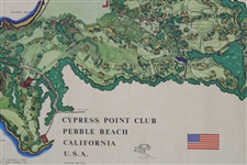 1968 Cypress Point Pebble Beach J.P. Izatt Layout Map - Framed