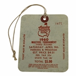 1960 Masters Tournament Saturday 3rd Round Ticket #8471 w/Original String