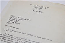 Bobby Jones Signed 1969 Letter with Very Significant Masters Tournament Disability Content JSA ALOA