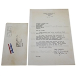 Bobby Jones Signed 1969 Letter with Very Significant Masters Tournament Disability Content JSA ALOA