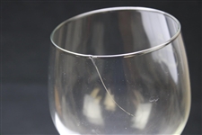 Pair of Classic Masters Tournament Logo Red Wine Stem Glasses - One Has Crack