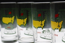 1991, 1992, 1993 & 1994 Masters Tournament Commemorative Glasses