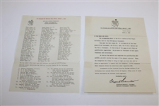 Ed Furgol's 1948 The Masters Tournament Augusta Press + Radio w/Players List - 2 Pages