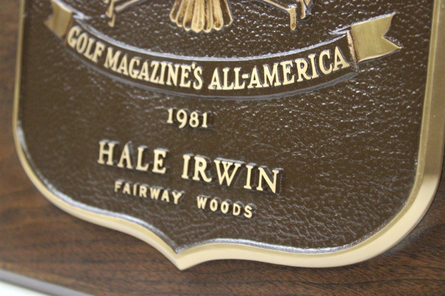 Hale Irwin's 1981 Golf Magazine's All-America Plaque - Fairway Woods