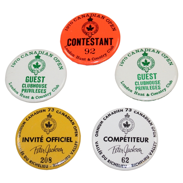Sam Snead's RCGA Canadian Open & Peter Jackson Guest & Contestant Badges - 1970 & 1973