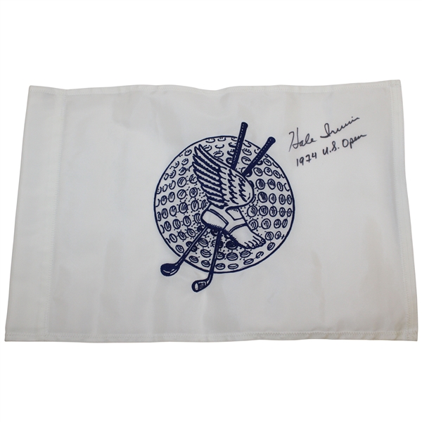 Hale Irwin Signed Winged Foot Embroidered White Flag with '1974 US Open' JSA ALOA