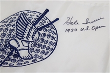 Hale Irwin Signed Winged Foot Embroidered White Flag with '1974 US Open' JSA ALOA