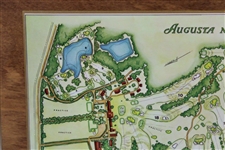 1968 Augusta National Golf Club George Cobb Course Map on Wooden Plaque Contestant Gift