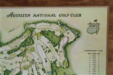 1968 Augusta National Golf Club George Cobb Course Map on Wooden Plaque Contestant Gift