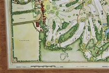 1968 Augusta National Golf Club George Cobb Course Map on Wooden Plaque Contestant Gift