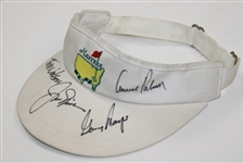 Big 3 Palmer, Nicklaus & Player plus Watson Signed Masters 'Honorary Starters' Logo Visor JSA ALOA
