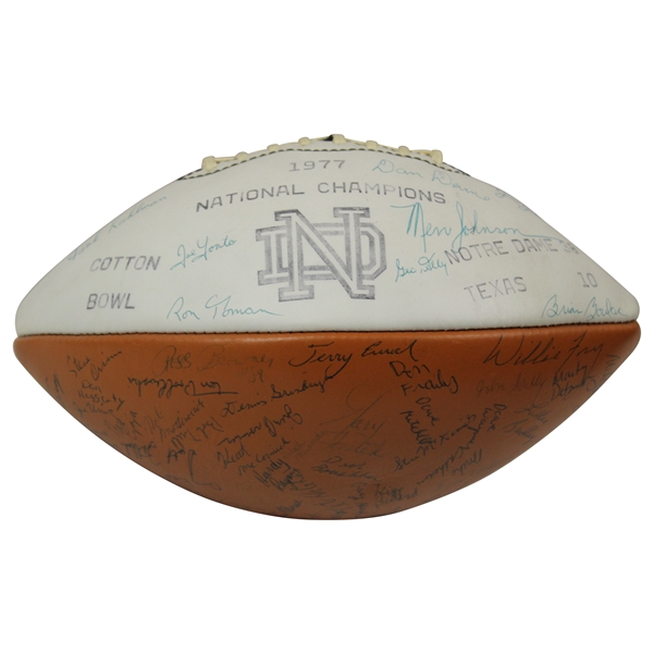 Joe Montana & Team Signed 1977 Notre Dame National Champions Cotton Bowl Football JSA ALOA