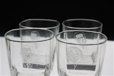 Grand Slam Champion Ltd Ed Crystal Rocks Glasses in Orig. Book Case - Nicklaus, Hogan, Sarazen & Player