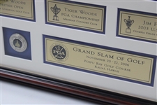 Tiger Woods, Furyk, Weir & Ogilvy Signed Grand Slam of Golf Display - Framed JSA ALOA