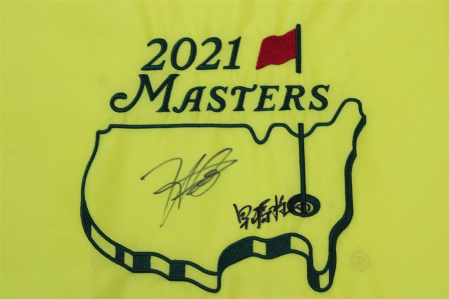 Hideki Matsuyama & Shota Signed 2021 Masters Embroidered Flag JSA #AJ29421