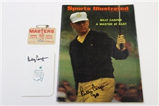 Billy Casper Signed SI Magazine & Augusta National Scorecard w/1970 Masters SERIES Badge JSA ALOA
