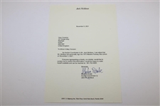 Jack Nicklaus Signed 1973 Masters Fairway Shot B&W Photo with Letter - JSA ALOA