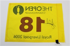 Tiger Woods Signed 2006 OPEN at Royal Liverpool Flag JSA ALOA