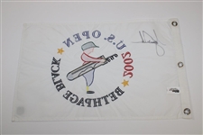 Tiger Woods Signed 2002 US Open at Bethpage Black Embroidered Flag JSA ALOA