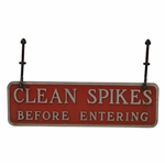 Clean Spikes Before Entering Metal Hanging Sign