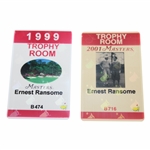 Two (2) Masters Tournament Trophy Room Badges - 1999 & 2001 - Ernest Ransome
