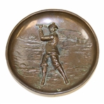 Copper Ash Tray, With An Early 1900’S Raised Golfer Image