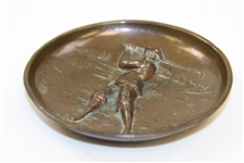 Copper Ash Tray, With An Early 1900’S Raised Golfer Image