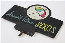 Vintage Arnold Palmer Jackets Double Sided Wood Point of Sale Sign with Umbrella Logo