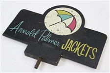 Vintage Arnold Palmer Jackets Double Sided Wood Point of Sale Sign with Umbrella Logo