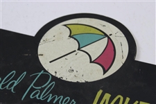 Vintage Arnold Palmer Jackets Double Sided Wood Point of Sale Sign with Umbrella Logo