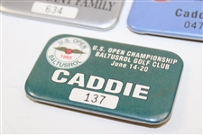3 US Open Badges: 1993 - Caddie, 1995 Tiger Woods 1st - Contestant Family  & 1997 - Caddie