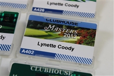 2007, 2008, 2009, 2012, 2013 2014 Masters Clubhouse Badges - Lynette Coody 