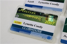 2007, 2008, 2009, 2012, 2013 2014 Masters Clubhouse Badges - Lynette Coody 