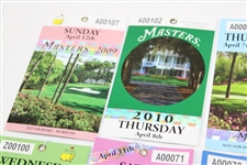 Twelve (12) Straight Years of Masters Tickets - 2009-2020 (One Each)