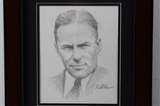Bobby Jones Original Portrait Pencil Sketch Signed by Artist Robert Fletcher - Framed 