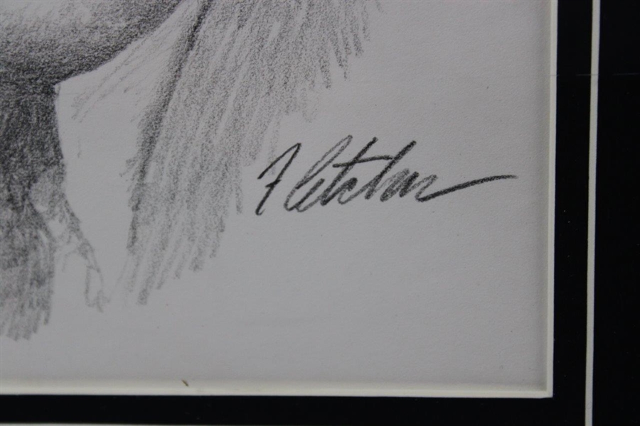 Bobby Jones Original Portrait Pencil Sketch Signed by Artist Robert Fletcher - Framed 