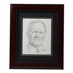 Jack Nicklaus Original Portrait Pencil Sketch Signed by Artist Robert Fletcher - Framed 