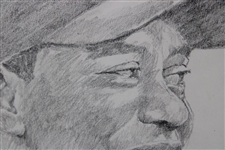 Tiger Woods Original Portrait Pencil Sketch Signed by Artist Robert Fletcher - Framed 