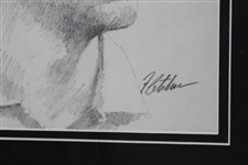 Tiger Woods Original Portrait Pencil Sketch Signed by Artist Robert Fletcher - Framed 